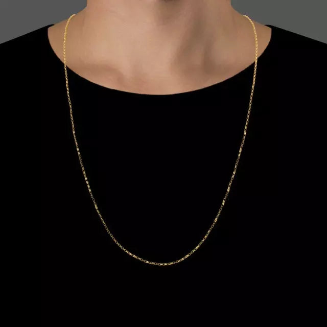 Corrente Elo Chapado (1mm) - 50cm, 60cm ou 70cm - Banhado a Ouro 18K