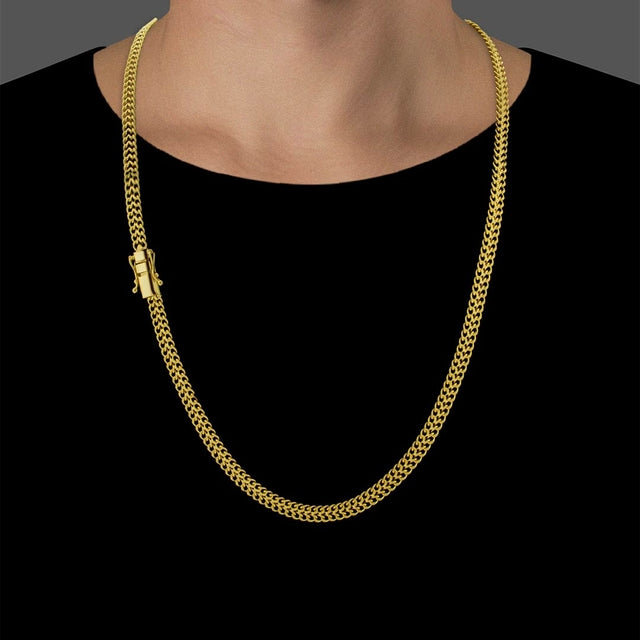 Corrente Grumet Lacraia (6mm) - 60cm ou 70cm - Banhado a Ouro 18K