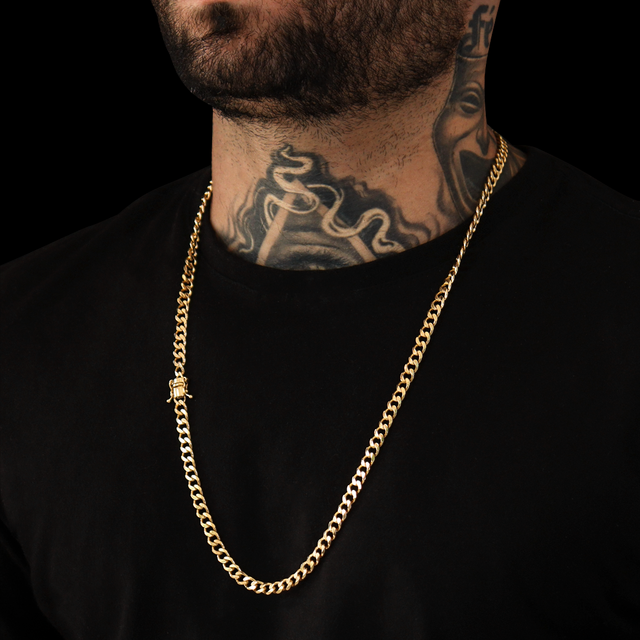 Corrente Grumet (6mm) - 70cm - Banhado a Ouro 18K