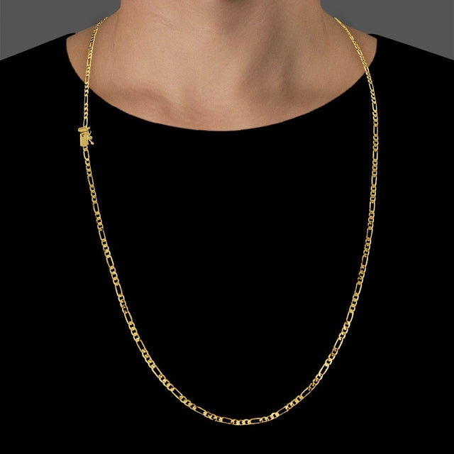 Corrente 3 Por 1 (3mm) - 60cm ou 70cm - Banhado a Ouro 18K