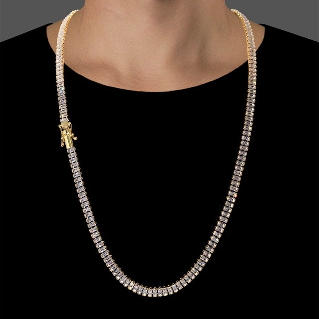 Corrente Riviera Cravejada (6mm) - 50cm, 60cm ou 70cm - Banhado a Ouro 18K