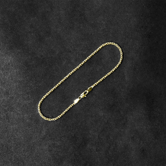 Pulseira Cordão Baiano Especial (2,5mm) - 21cm - Banhado a Ouro 18K