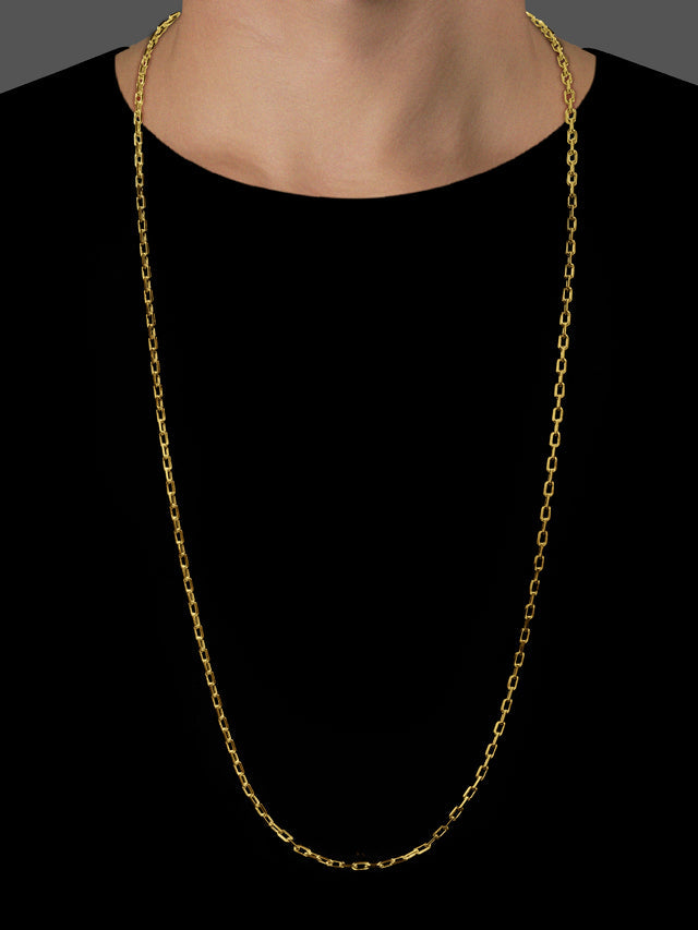 Corrente Elo Cadeado (3mm) - 60cm ou 70cm - Banhado a Ouro 18K