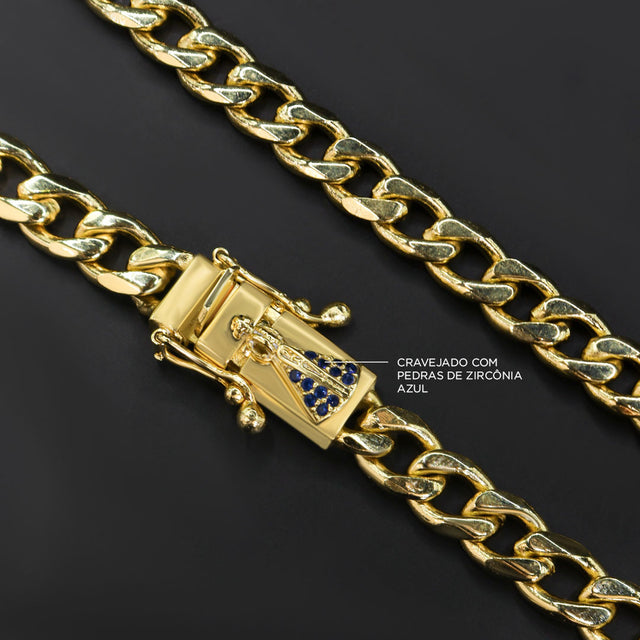 Corrente Grumet Fecho Especial Nossa Senhora (7mm) - 60cm ou 70cm - Banhado a Ouro 18K