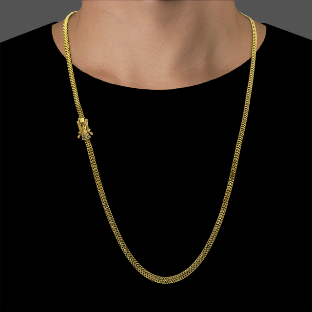 Corrente Grumet Lacraia Fecho Especial Nossa Senhora (6mm) - 60cm ou 70cm - Banhado a Ouro 18K