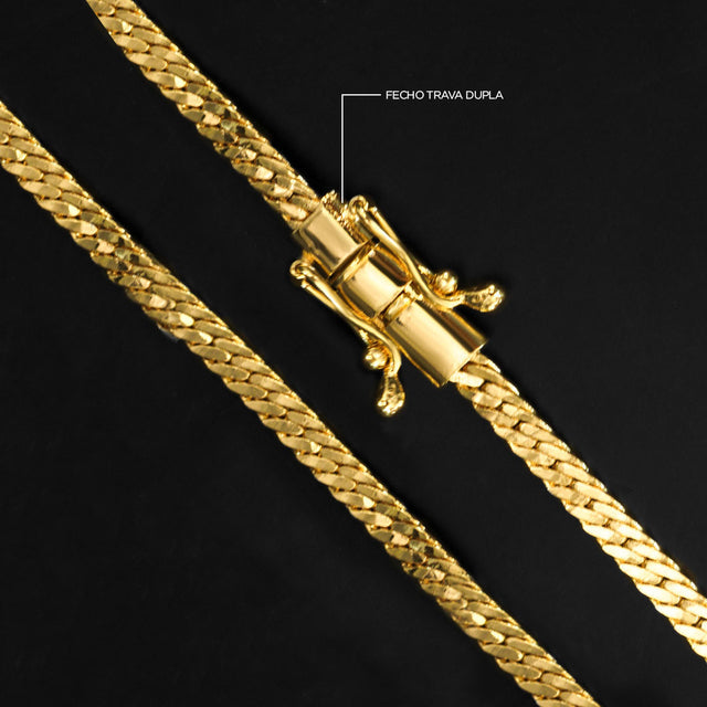 Corrente Grumet Especial Flat (4mm) - 50cm, 60cm ou 70cm - Banhado a Ouro 18K