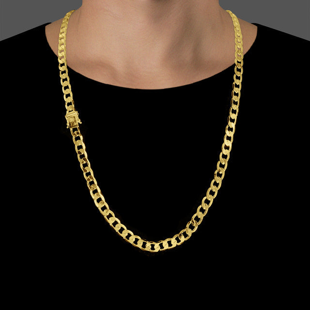 Corrente Grumet Flat (7,5mm) - 60cm ou 70cm - Banhado a Ouro 18K