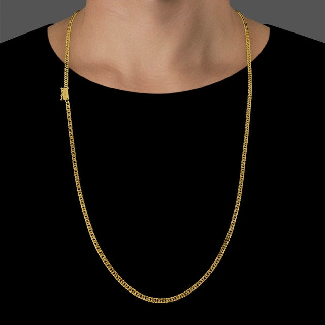 Corrente Grumet Dupla (3,5mm) - 60cm ou 70cm - Banhado a Ouro 18K