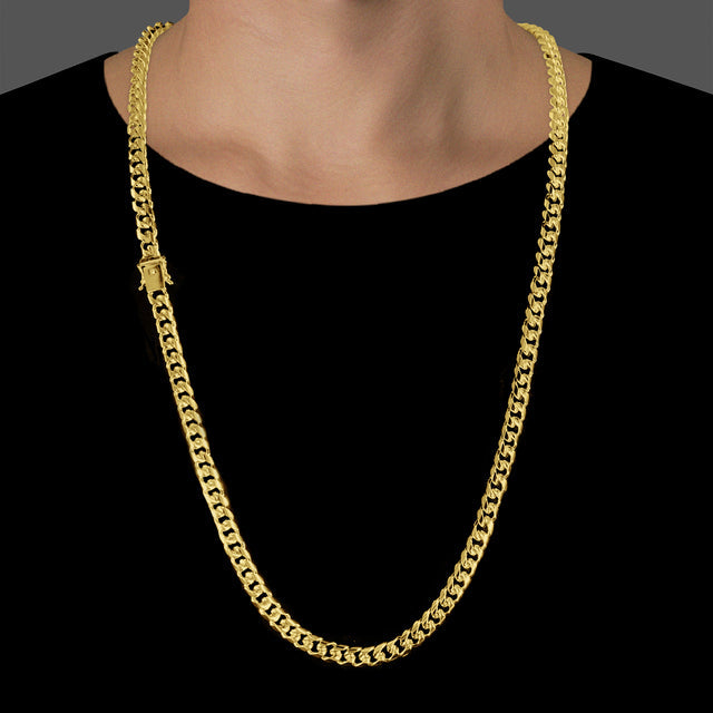 Corrente Grumet Cuban (7mm) - 60cm ou 70cm - Banhado a Ouro 18K
