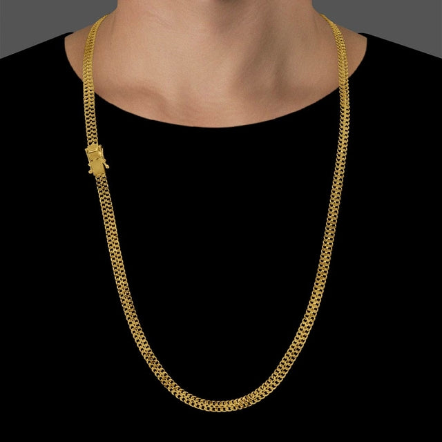 Corrente Grumet Lacraia (6mm) - 60cm ou 70cm - Banhado a Ouro 18K
