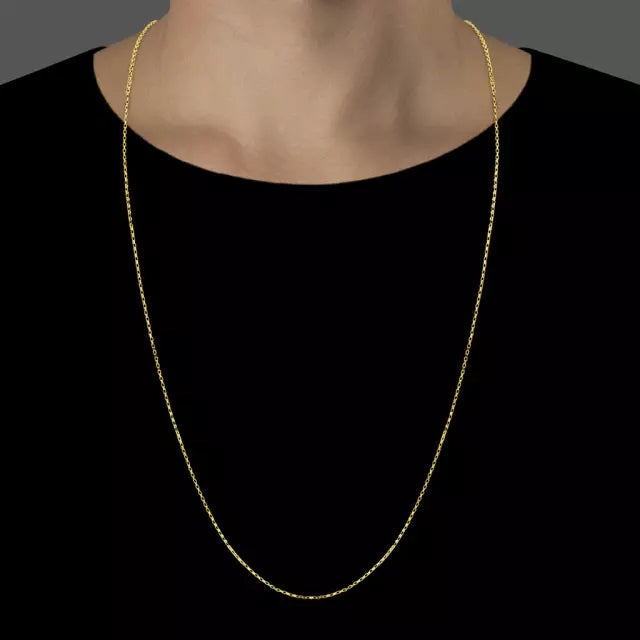 Corrente Elo Chapado (1mm) - 50cm, 60cm ou 70cm - Banhado a Ouro 18K