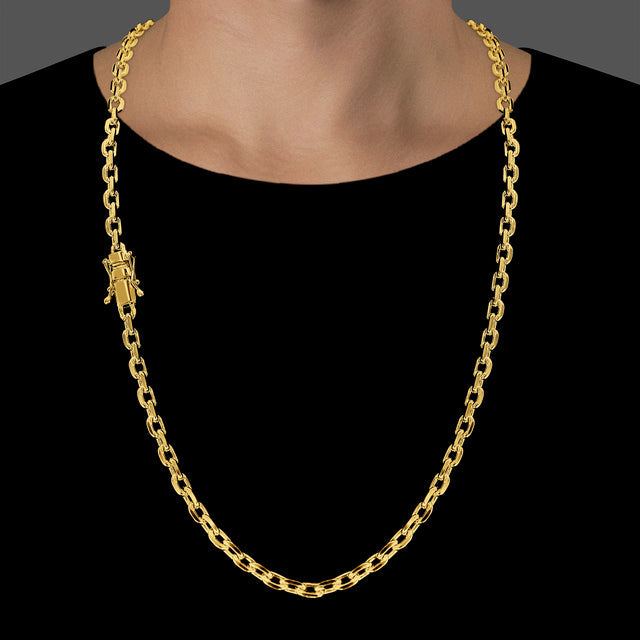 Corrente Elo Cadeado (5,5mm) - 60cm ou 70cm - Banhado a Ouro 18K