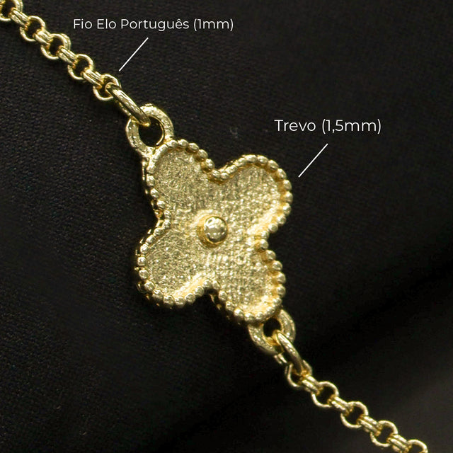 Corrente Trevo Dourado - 70cm e 60cm - Banhado a Ouro 18K