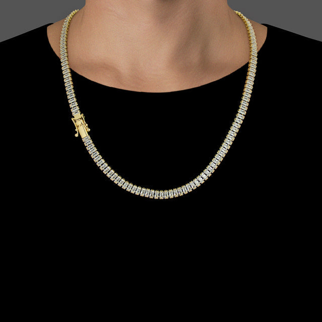 Corrente Riviera Cravejada (6mm) - 50cm, 60cm ou 70cm - Banhado a Ouro 18K