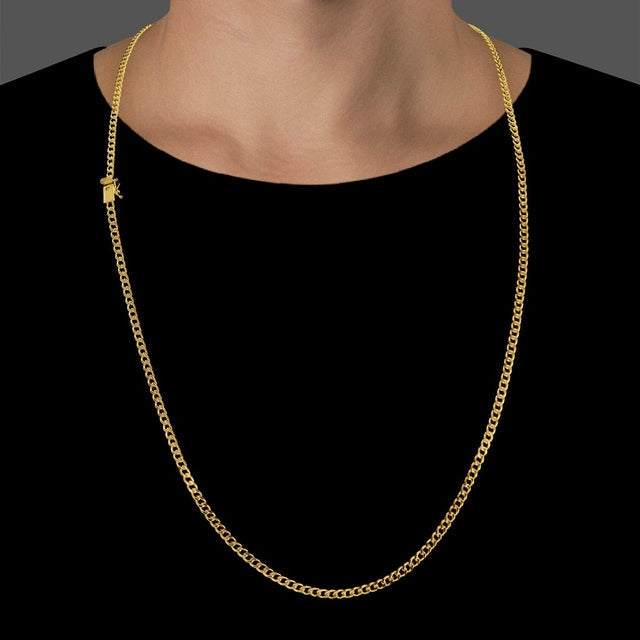 Corrente Grumet (3mm) - 60cm ou 70cm - Banhado a Ouro 18K