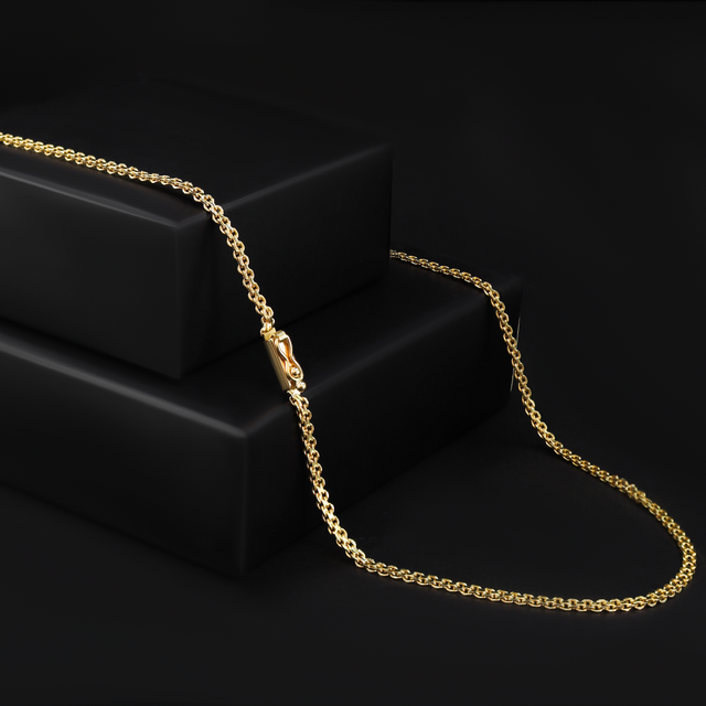 Corrente Elo Cadeado Duplo (3mm) - 60cm ou 70cm - Banhado a Ouro 18K