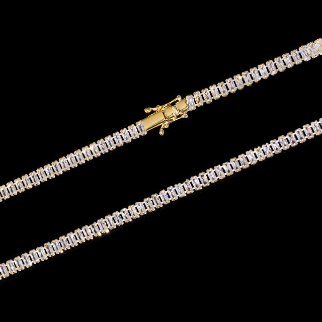 Corrente Riviera Cravejada (6mm) - 50cm, 60cm ou 70cm - Banhado a Ouro 18K