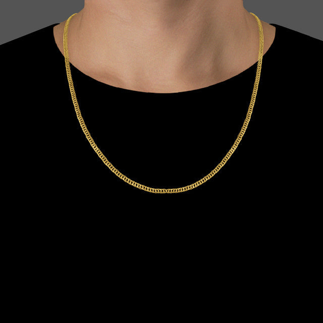 Corrente Grumet Dupla (3mm) - 50cm, 60cm ou 70cm - Banhado a Ouro 18K