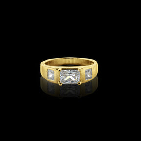 Anel Pedra Cristal Cravejado - Banhado a Ouro 18K