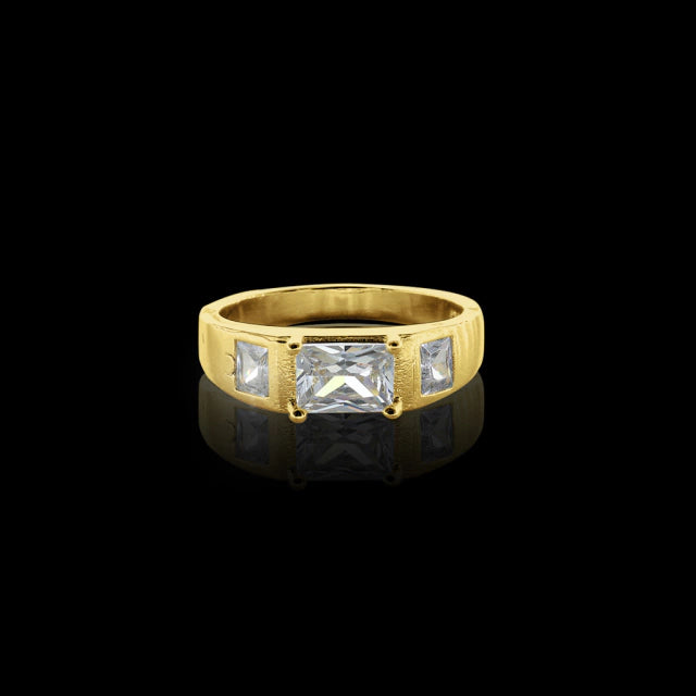 Anel Pedra Cristal Cravejado - Banhado a Ouro 18K