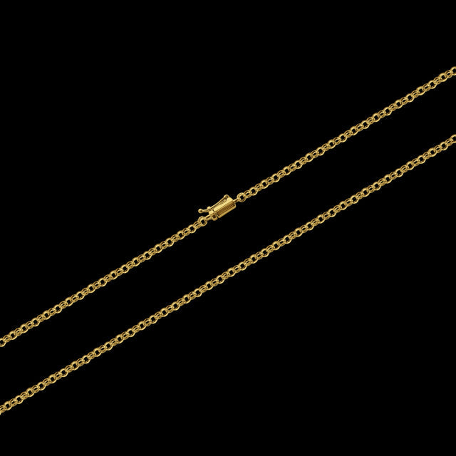 Corrente Elo Português (3mm) - 60cm ou 70cm - Banhado a Ouro 18K