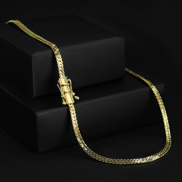 Corrente Grumet Especial Flat (4mm) - 50cm, 60cm ou 70cm - Banhado a Ouro 18K