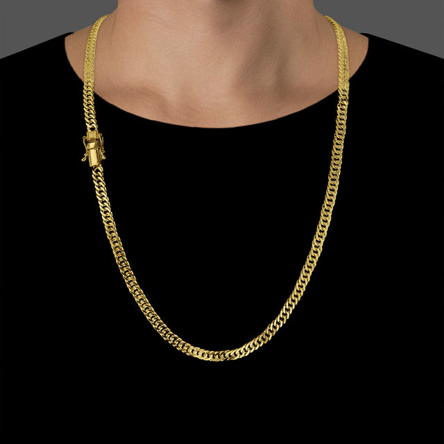 Corrente Grumet Dupla (5,5mm) - 60cm ou 70cm - Banhado a Ouro 18K