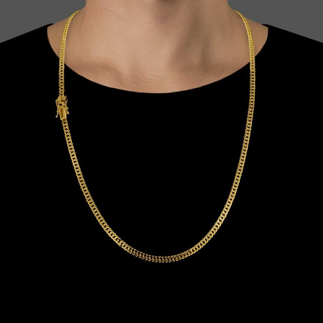 Corrente Grumet Dupla (4,5mm) - 60cm ou 70cm - Banhado a Ouro 18K