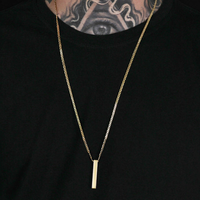 Corrente Piastrini com Pingente Personalizável (3mm) - 70cm - Banhado a Ouro 18K