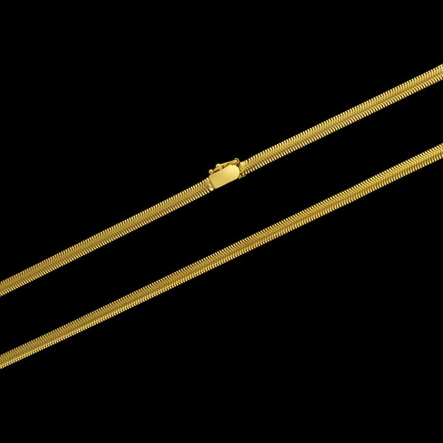 Corrente Rabo de Rato Flat (5mm) - 60cm ou 70cm - Banhado a Ouro 18K