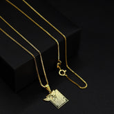 Corrente Veneziana (1mm) - 70cm + Pingente Pomba da Paz Pai Nosso - 1,5cm - Banhado a Ouro 18K