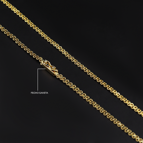 Corrente Elo Cadeado Duplo (3mm) - 60cm ou 70cm - Banhado a Ouro 18K