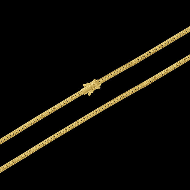 Corrente Elo Cadeado Flat (4mm) - 60cm ou 70cm - Banhado a Ouro 18K