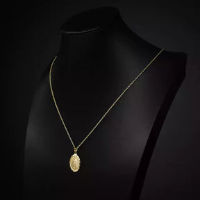 Corrente Cordão Baiano (2mm) 70cm+ Pingente Oval Nossa Senhora - 2,5x2cm - Banhado a Ouro 18K