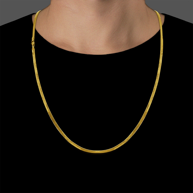 Corrente Flat Fita (3mm) - 60cm ou 70cm - Banhado a Ouro 18K