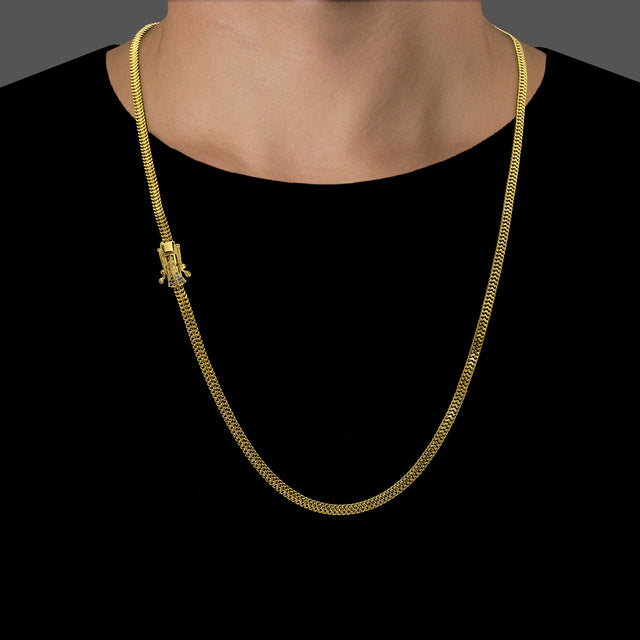 Corrente Grumet Lacraia Fecho Especial Nossa Senhora (6mm) - 60cm ou 70cm - Banhado a Ouro 18K