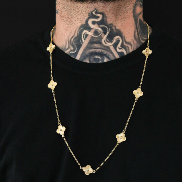 Corrente Trevo Dourado - 60cm e 70cm - Banhado a Ouro 18K