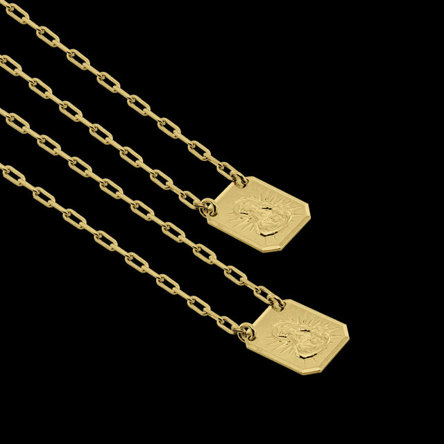 Escapulário Elo Cadeado Fino Nossa Senhora de Nazaré - 70cm - Banhado a Ouro 18K