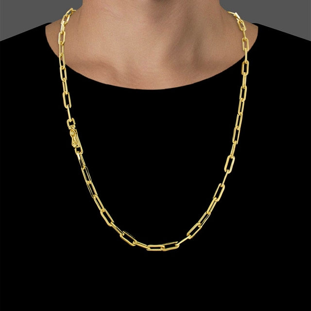 Corrente Elo Cadeado Fino (5,5mm) - 60cm ou 70cm - Banhado a Ouro 18K