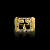 Anel Cruz Cravejado - Banhado a Ouro 18K