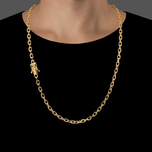 Corrente Elo Cadeado (5,5mm) - 60cm ou 70cm - Banhado a Ouro 18K