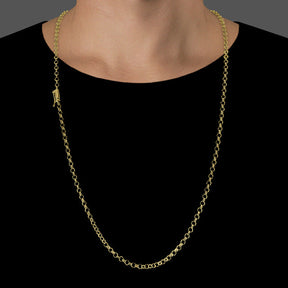 Corrente Elo Português (3mm) - 60cm ou 70cm - Banhado a Ouro 18K