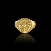 Anel Medalha São Bento 2 - Banhado a Ouro 18K