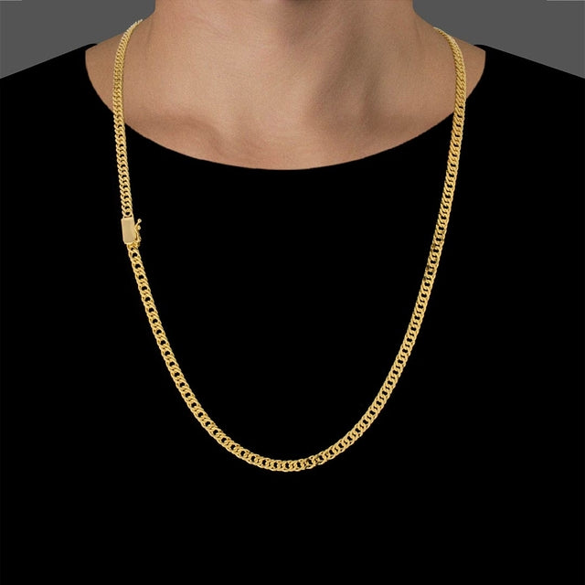 Corrente Grumet Dupla (3,5mm) - 60cm ou 70cm - Banhado a Ouro 18K