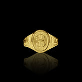 Anel Oval Cifrão - Banhado a Ouro 18K