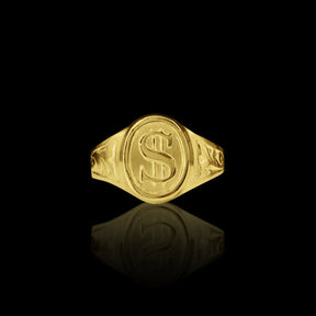 Anel Oval Cifrão - Banhado a Ouro 18K