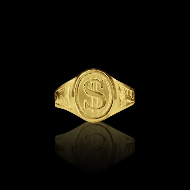 Anel Oval Cifrão - Banhado a Ouro 18K