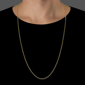 Corrente Elo Português (2mm) - 60cm ou 70cm - Banhado a Ouro 18K