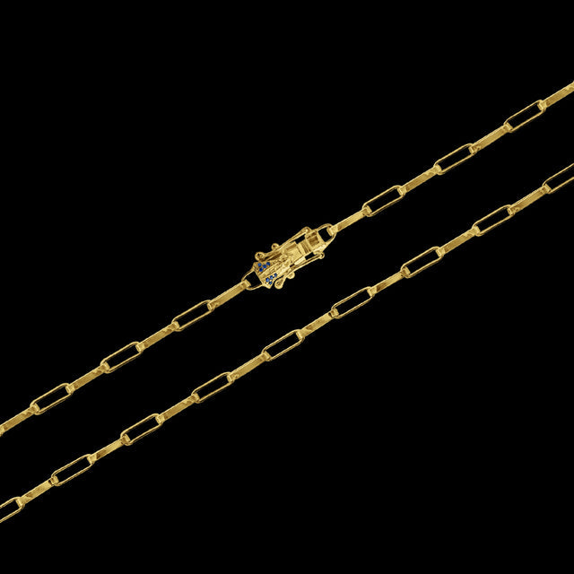 Corrente Elo Chapado Fecho Especial Nossa Senhora (4mm) - 60cm ou 70cm - Banhado a Ouro 18K