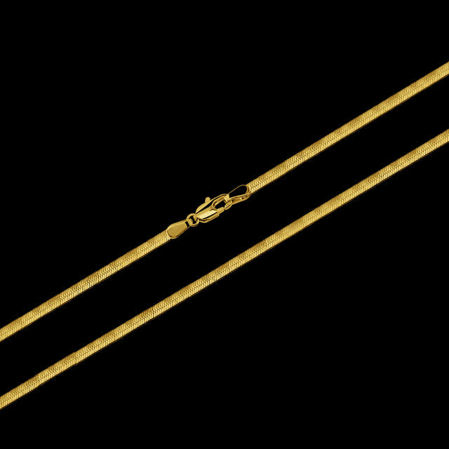 Corrente Flat Fita (3mm) - 60cm ou 70cm - Banhado a Ouro 18K